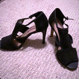 Audrey Brooke Suede Peep Toe Heel